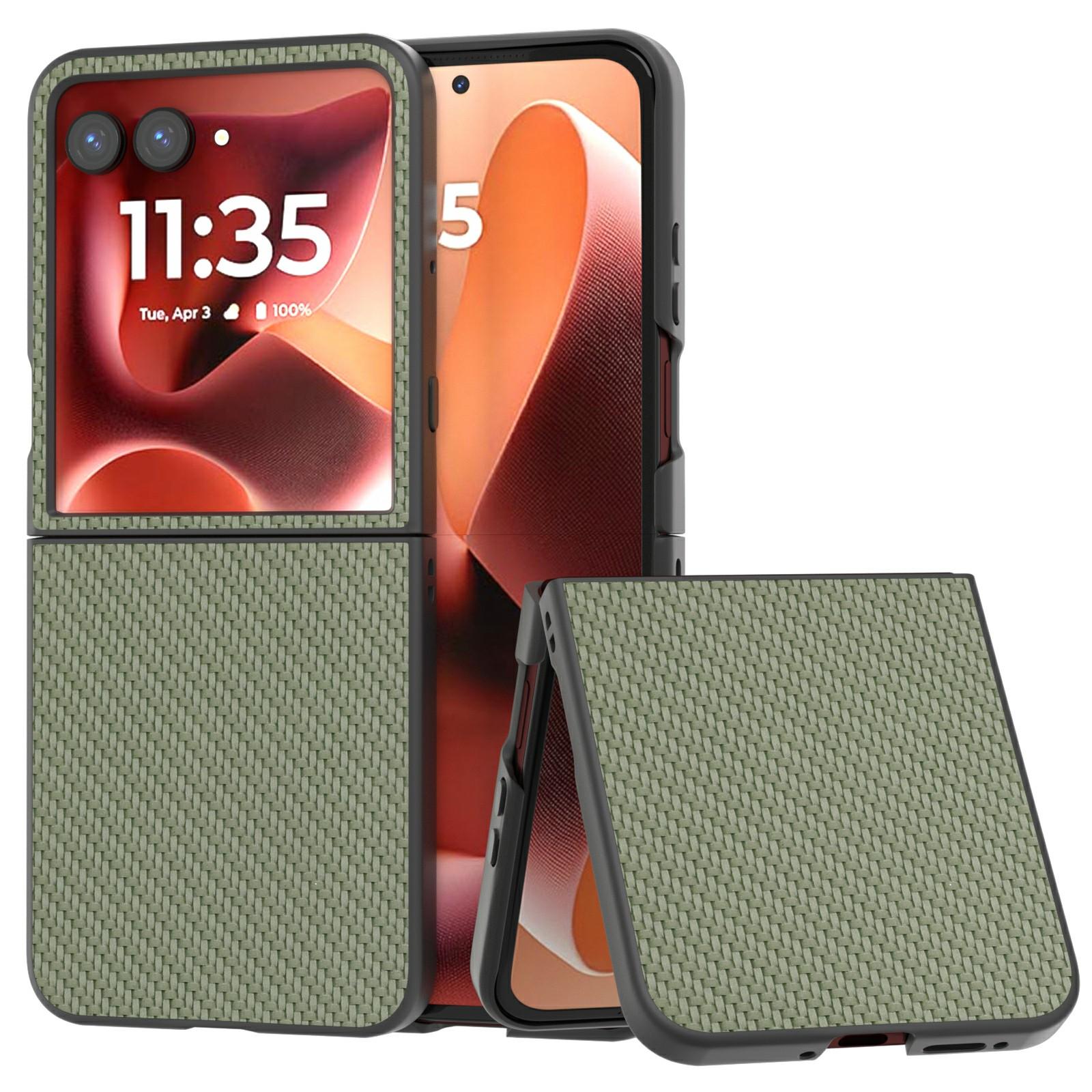 

Для Motorola Razr 60 Ultra 5G Чохол Текстура вуглецевого волокна PU+PC Чохол для телефону Green