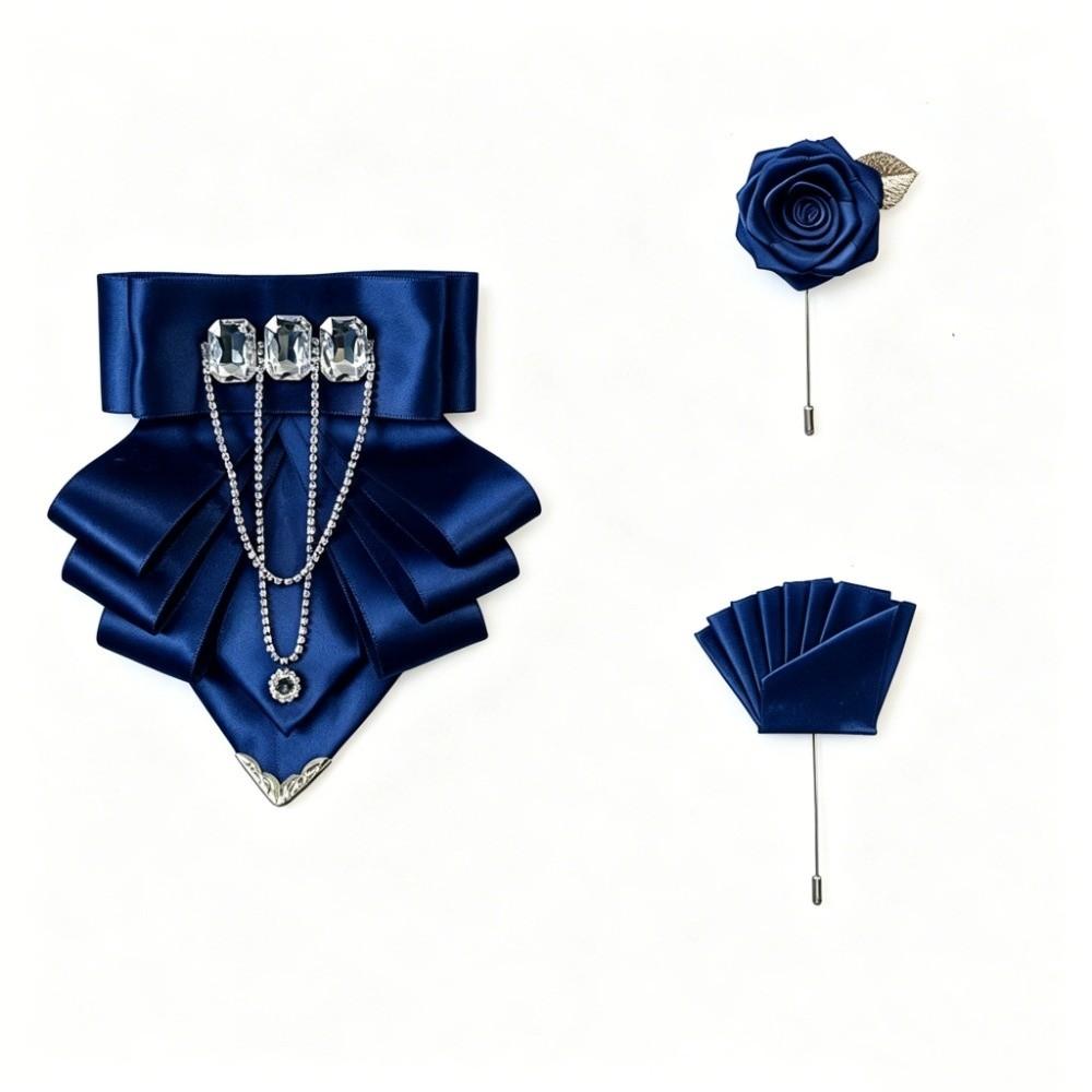 3 pcs/set Exaggerated Collar Bow Tie Brooch Set Tassel Wedding Accessory Set Formal