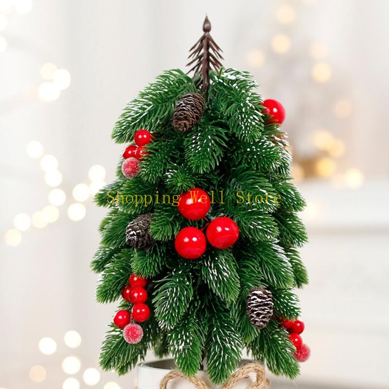KX4B Christmas Tree Ornaments Small Decorative Small False Tree with Base Party Supplies for Home Holiday Desktop Decoration