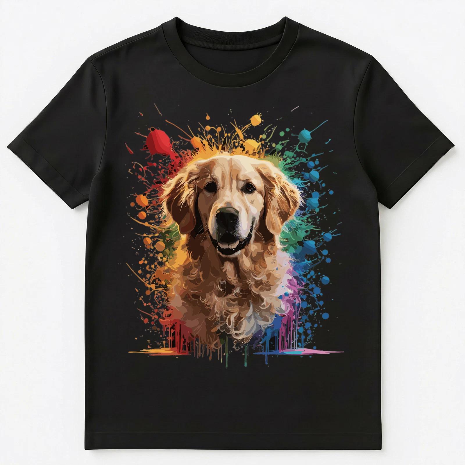 

Colorful Paint Splash Retriever Dog Art Graphic Unisex T-Shirt 3XL