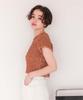 Titibait Pokopoko Shirred Sheer Top AFXP4324 Free Size Brown Women's