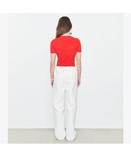 Tolibeochi T-Shirt Monogram Jacquard Sweater - Blazing Red