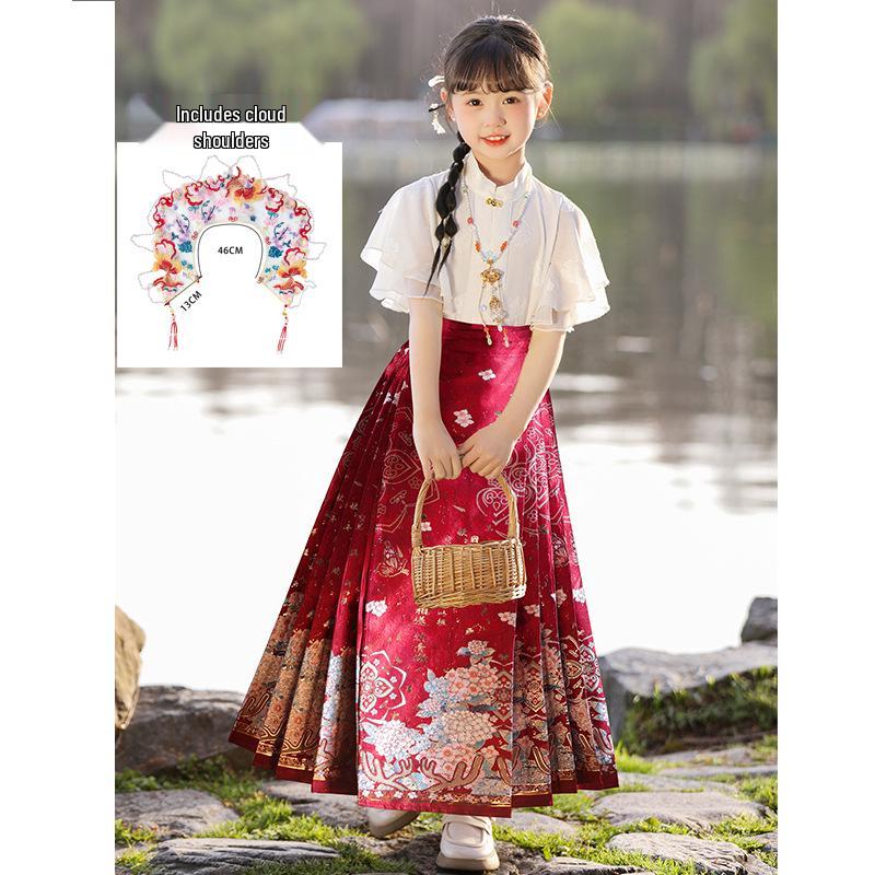 2025 Spring & Autumn Girls' Hanfu Skirt Set: Chinese Tang Style