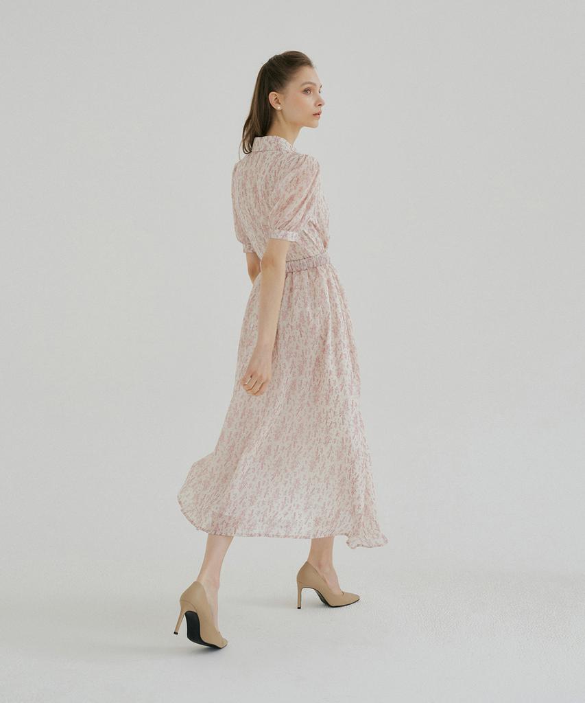Mullion Chiffon Floral Dress