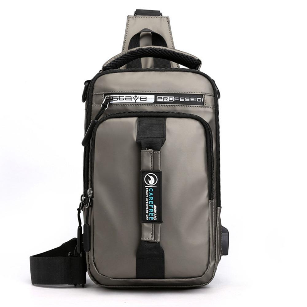 Herren USB-Lade Schulter Umhängetasche Rucksack Diebstahlschutz Wasserdicht Crossbody Taschen Reißverschluss Sport Gürteltaschen Aufbewahrung