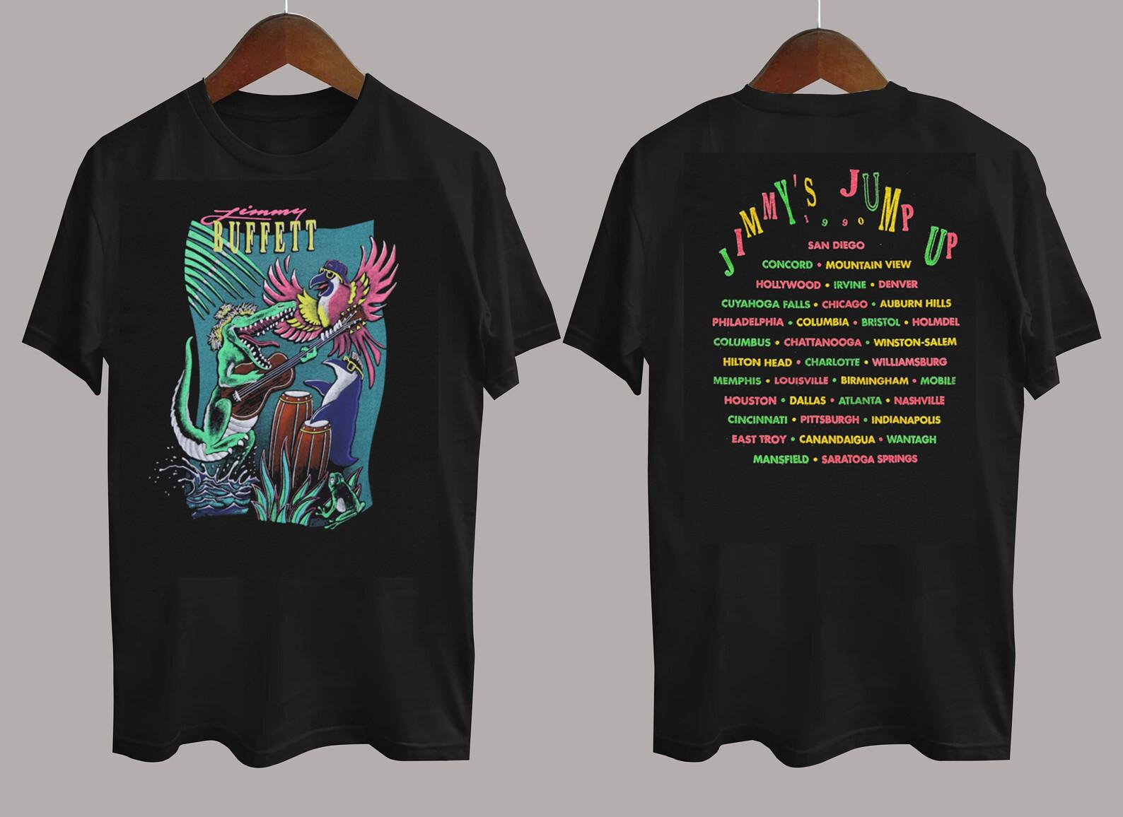 Jimmy Buffett Jimmy’s Jump Up Tour Double Sided T-shirt Cotton Black UR528 XXL