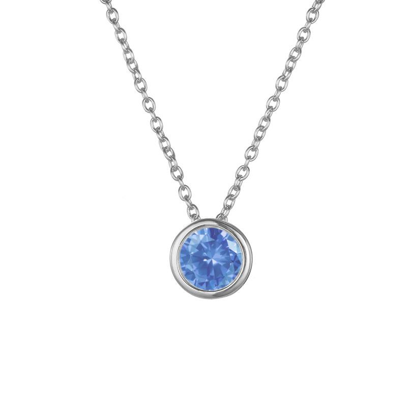 Shiny Colorful CZ Birthstone Necklace Round Stainless Steel Link Chain Necklace Boutique Birth Stone Zircon Necklace for Women