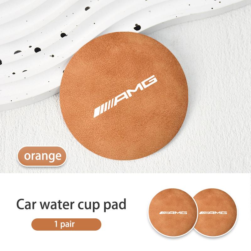 

GLC GLB 2pcs Suede Car Coaster Anti-slip Pad Water Cup Mat Bottle Holder For Mercedes Benz AMG A B C E S G Class A180 CLK CLA G