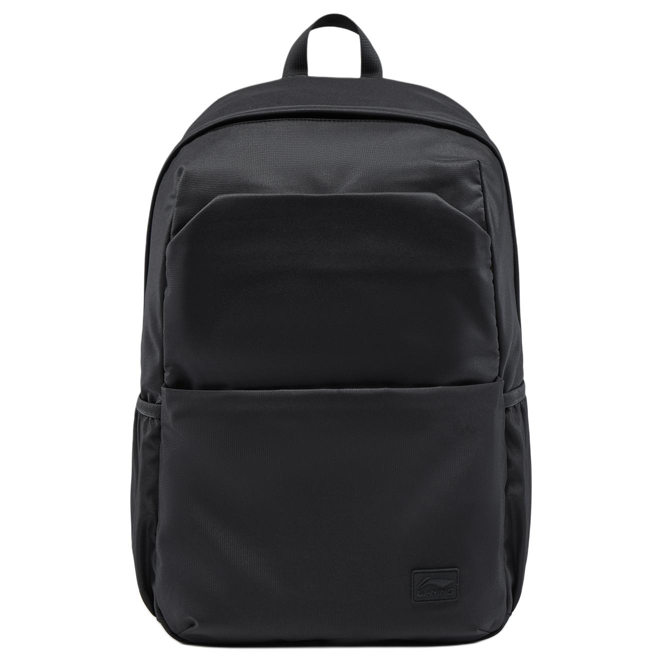 Li Ning Sports Lifestyle Series Brand Logo Adjustable Shoulder Strap Polyester Backpack Unisex Backpack Black ABSV415-2 Black