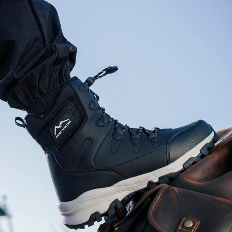 Fashion Thick Plush Couple Cotton Boots 2025Winter New Men's Boots Luxury High Top Cotton Shoes Men Warm Snow Boot Non Slip Hiking Boots