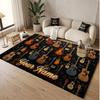 Music Guitar Theme Soft Crystal Velvet Rug Custom Name & Text Print Non Slip Floor Rug for Bedroom Living Room