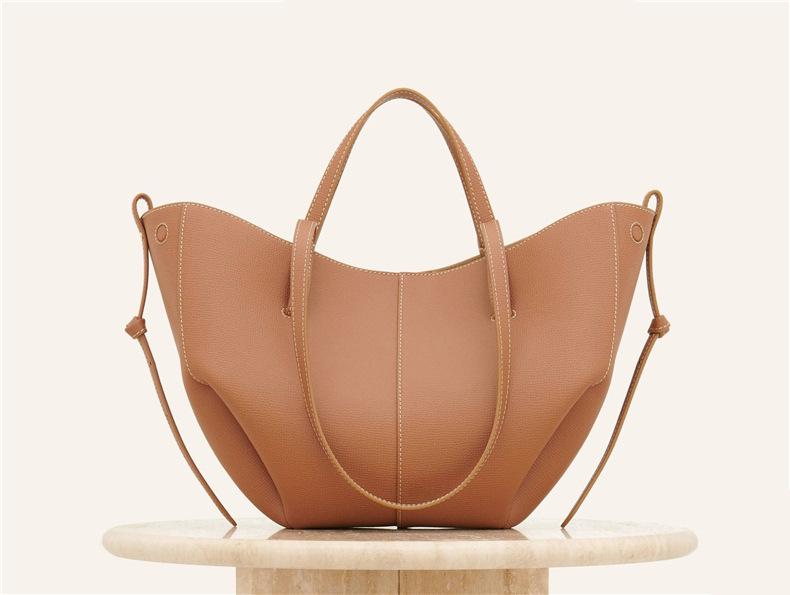 Genuine Polene Women's Large Cowhide Tote with Pleated Design – Shoulder and Underarm Fashion Bag.