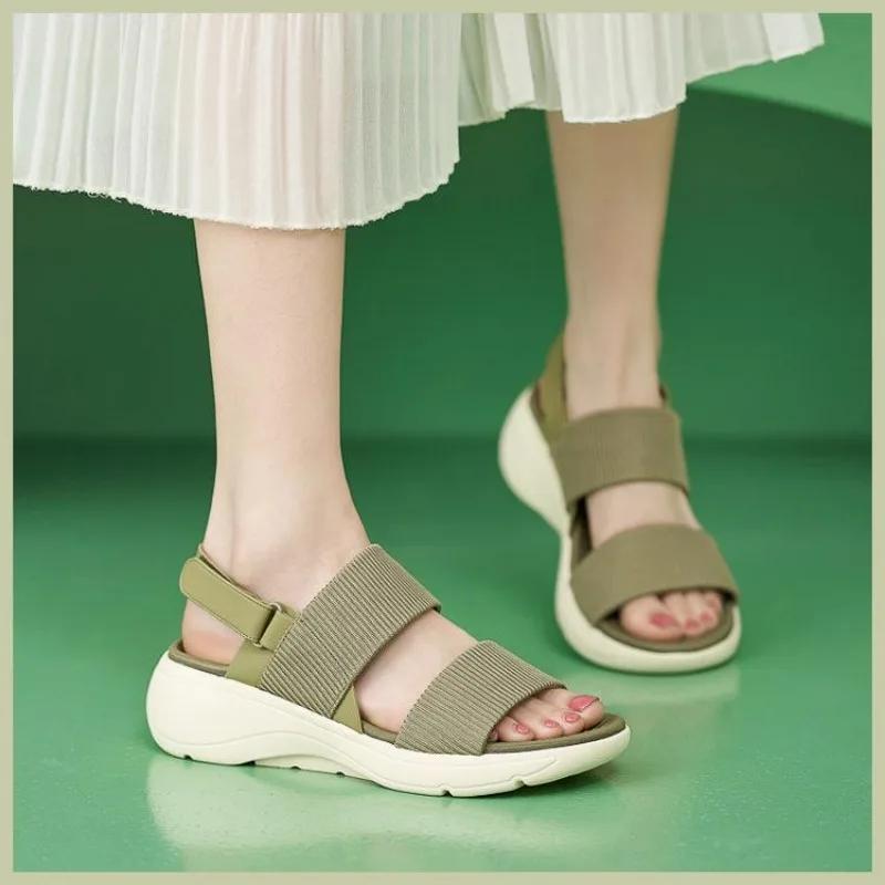 Fashion GKTINOO 2025 Summer Shoes Women Flat Sandals Holiday Fashion Brand Ladies Mesh Bohemia Style Modern Sandals Black Green