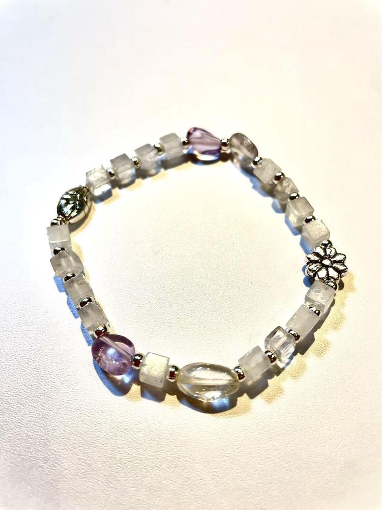 New Natural Energy Pink Crystal Heart Beaded Bracelet - Nine-Tailed Bestie Edition