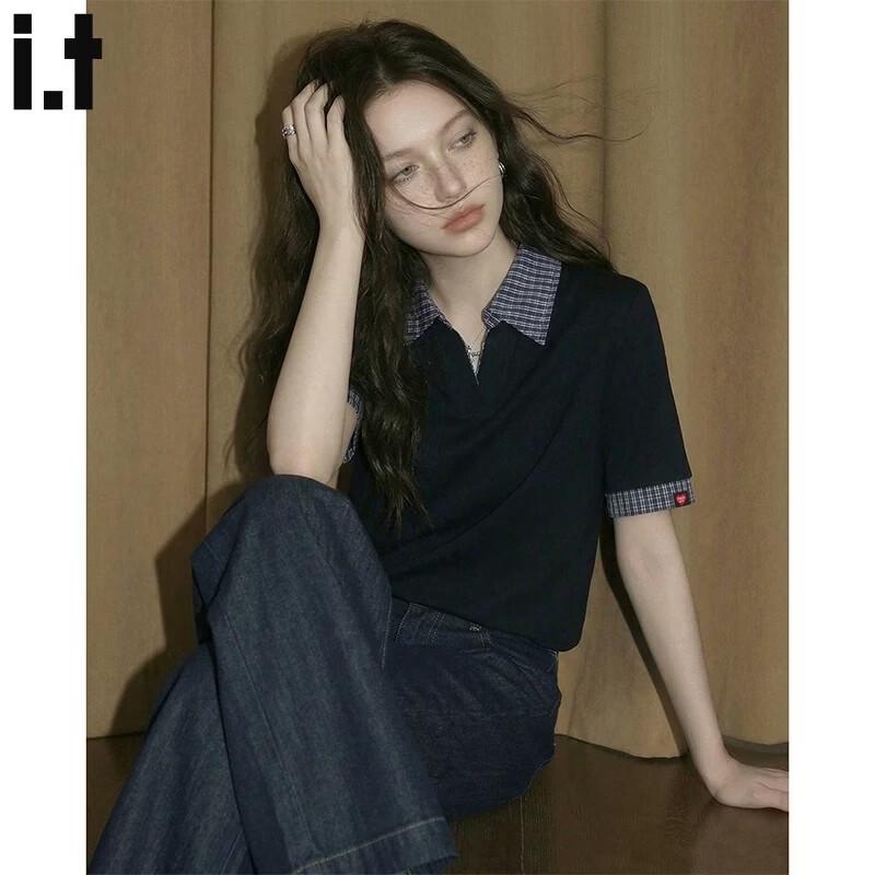 CHOCOOLATEit Women s Faux Two-Piece Polo T-Shirt XL