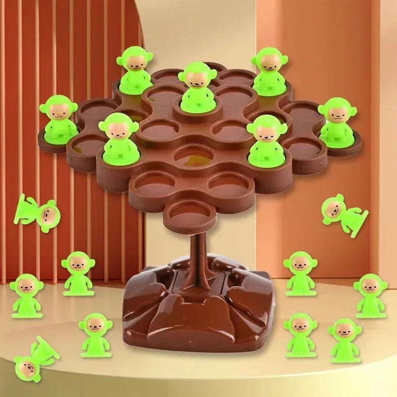 Mini Monkey Balance Tree Board Games Toys Festival Party Interactive Desktop Toys Funny Cute Random Color Gifts for Kids