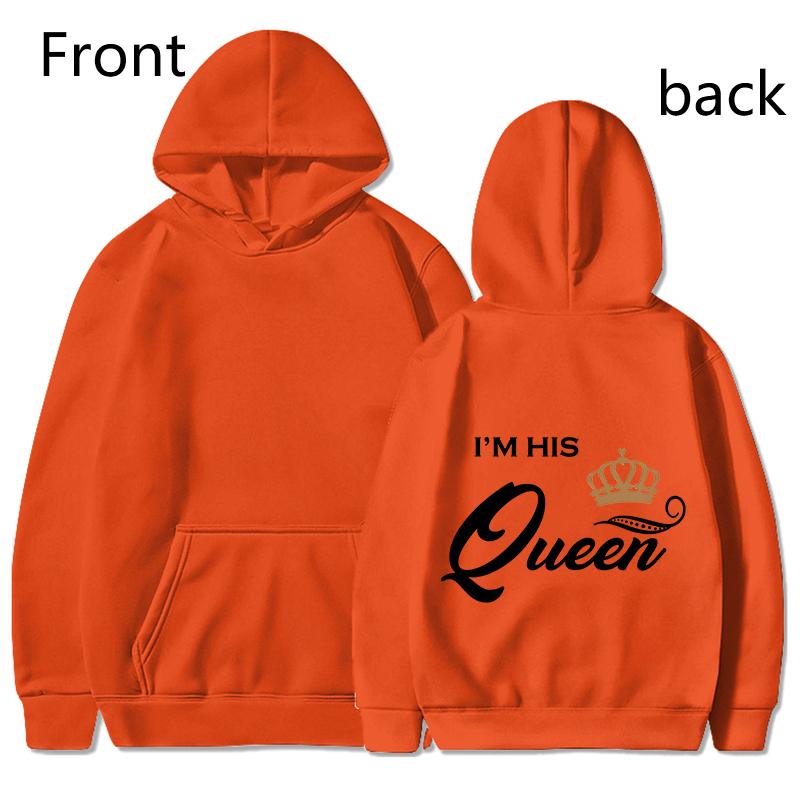 Fashion King & Queen Couple Hoodies Long Sleeve Pullover Couples Matching Outfits Streetwear Lovers Clothes Valentine Day Gifts