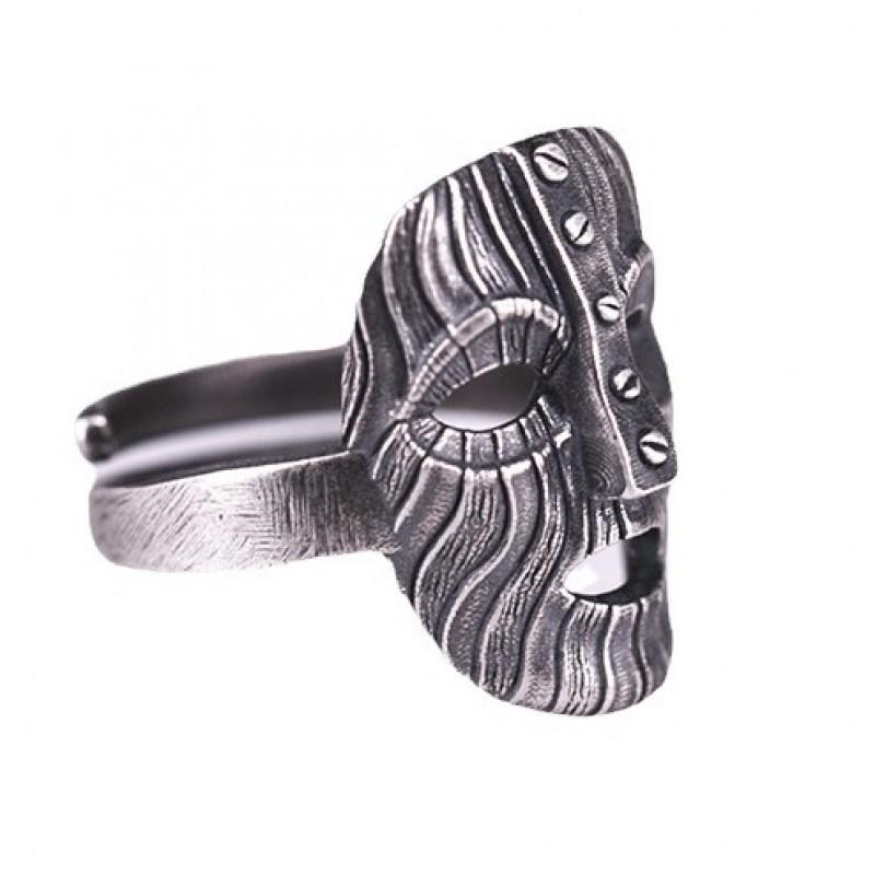 Adjustable Open Ring Men Women Vintage Distressed Face Design Copper Plated Geometric Statement