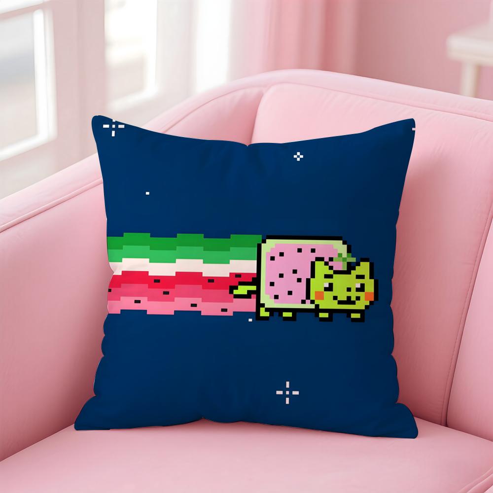 Nyan Cat Cushion Cover Home & Car Multi-Scene Pillow Cover - Reversible, Soft & Durable for Daily Use
