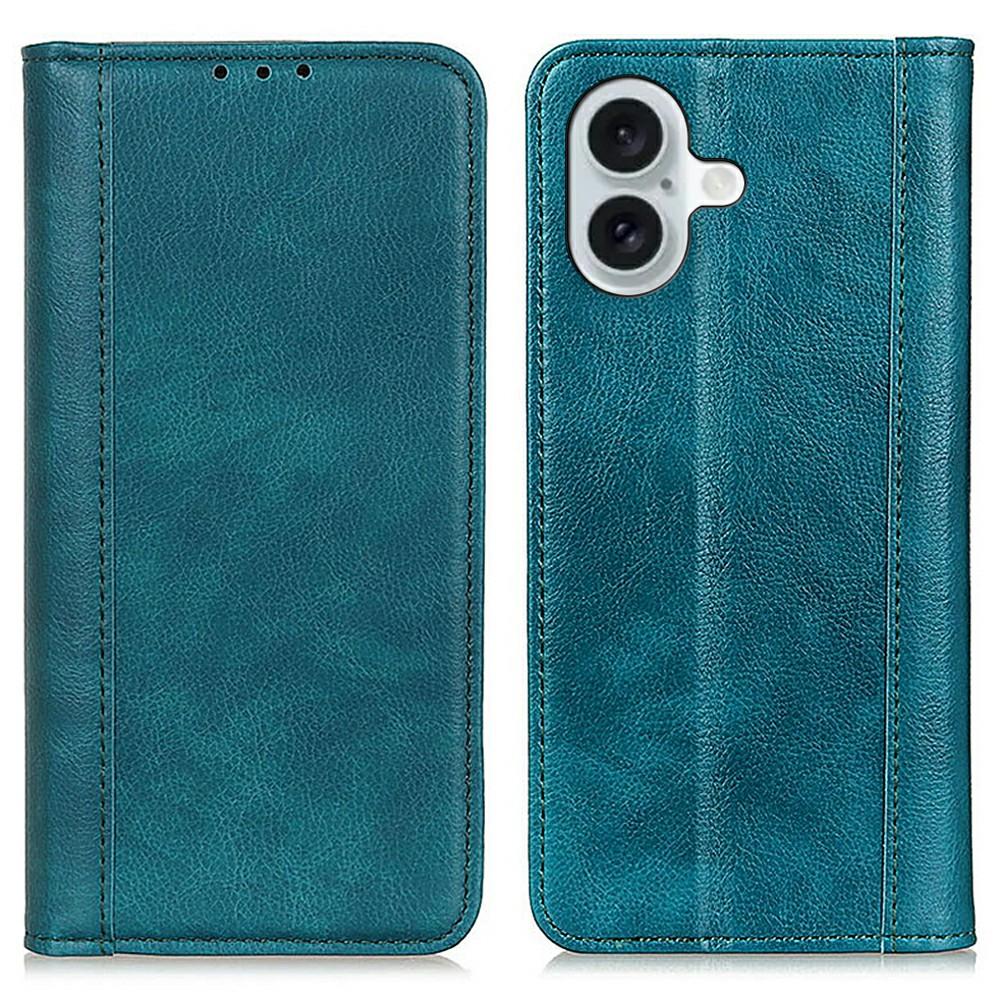 

For iPhone 17 Stand Case Split Leather Litchi Texture Wallet Phone Cover Green