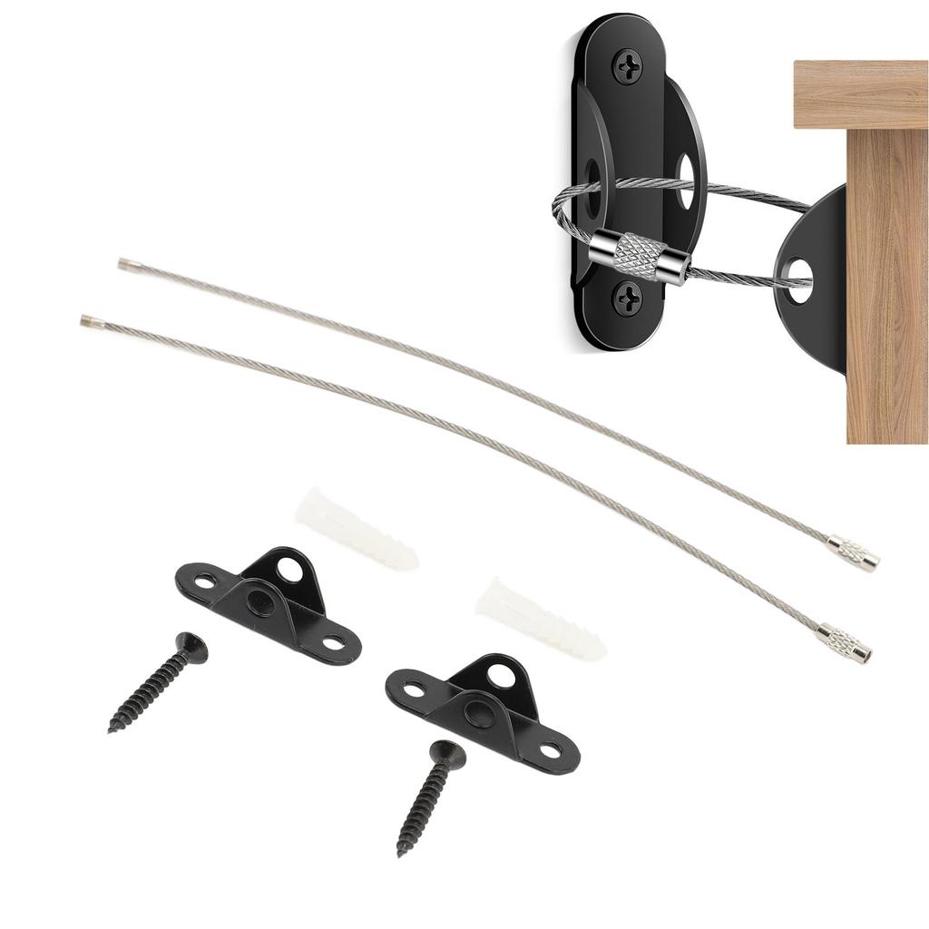 Furniture Anchors Stainless Steel Cabinet Wall Anchors Adjustable Anti Tip Furniture Safety Straps Kit for Home