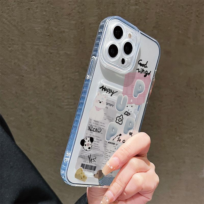 Card Slot Holder Silicone Wallet Pocket Case For Xiaomi Redmi Note 12 13 Pro iPhone 17 Air 16 15 14 13 Samsung S23 S24 S25 Cover Clear Phone Bumper
