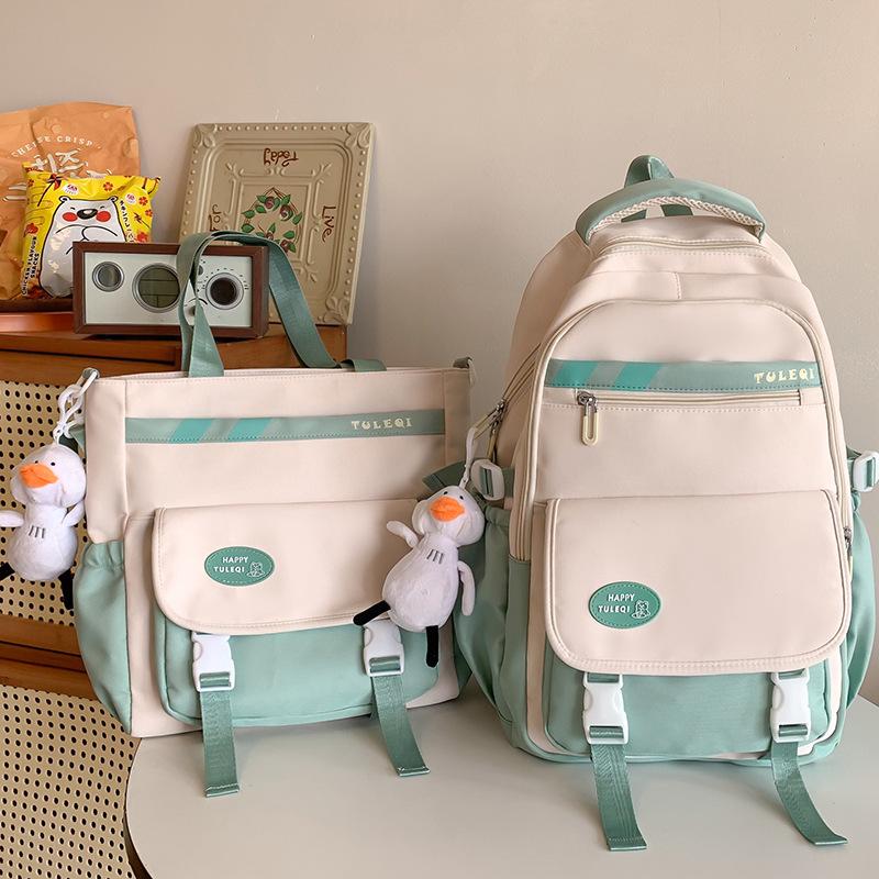 Grundschulmädchen Burgunderfarbenes Zweiteiler-Set mit Schultasche Junior High School High School Rucksack