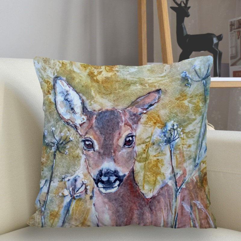 Bedroom Living Room Home Decor Cushion Cover Fantasy Fawn Art Pillowcase Square