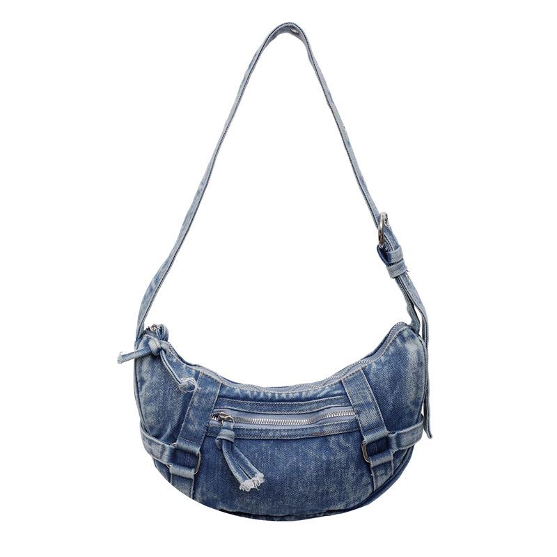 Denim Lazy Wind Dumpling Bag Women's 2025 New Versatile Shoulder Bag Large Capacity Casual Commuter Messenger Bag