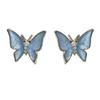 Small and Exquisite Blue Butterfly Stud Earrings for Women's New Popular Temperament Versatile Earrings Niche Design Earrings