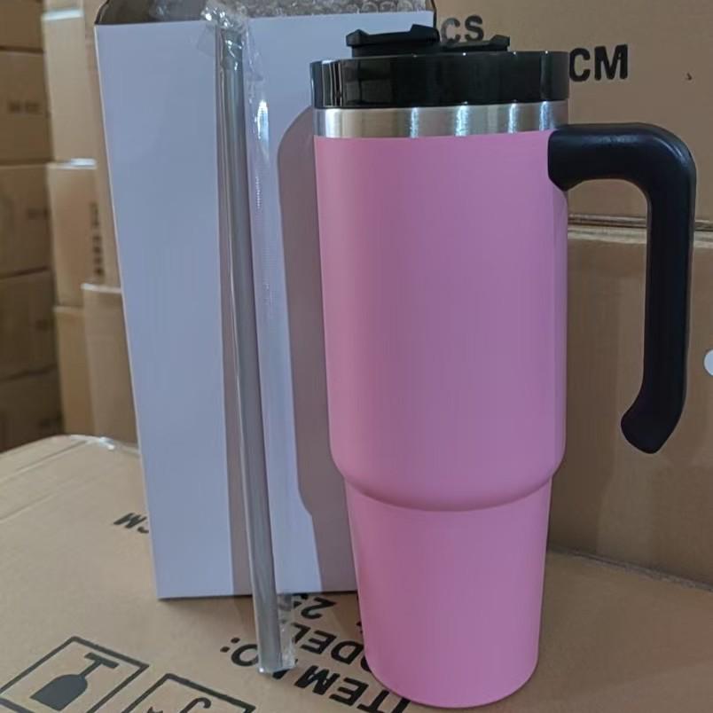 30oz Stainless Steel Vehicle-Mounted Thermos with Handle & Straw 30oz