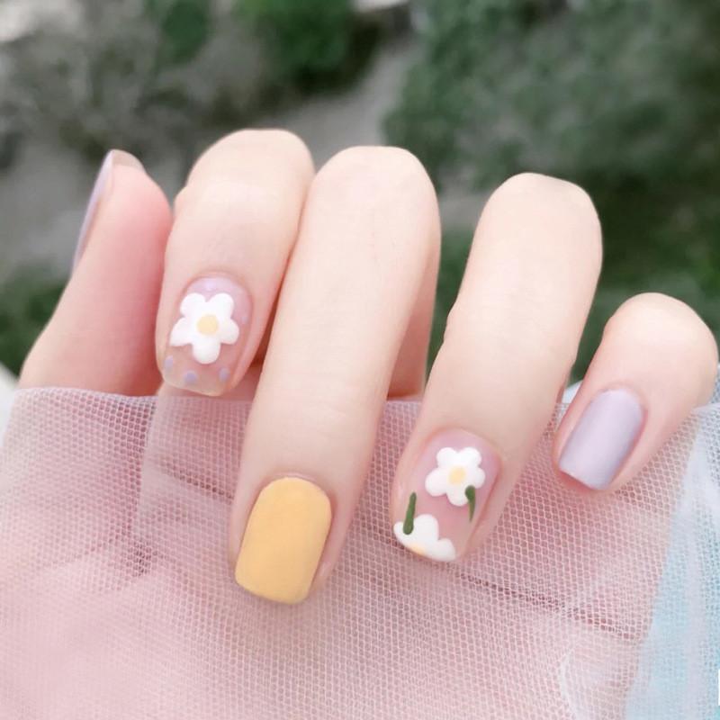Flower Matte Manicure Dress Nail Fashion Simple Cute Removable Nail Patch Style