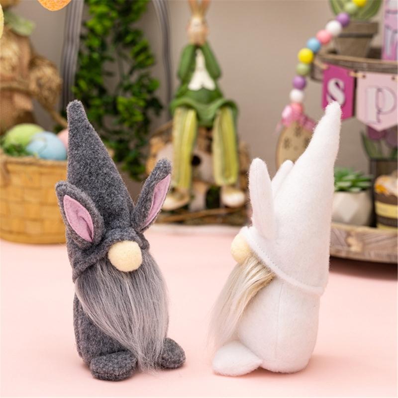 Unique Easter Rabbit Gnomes Crafted with Fine Fabric Delicate Craftsmanships Suitable for Decorating Desk,Bedsides Table