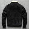 Cowhide Genuine Leather Jacket Male Pilot with Cotton Lapel Retro Flight Suit Large Size Jacket