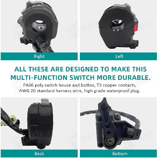 M MATI Left Handlebar Switch Control Engine Start Run Off Headlight For Yamaha YFM Big Bear 250/400 Grizzly 350/400/660 Kodiak 400/450 Wolverine