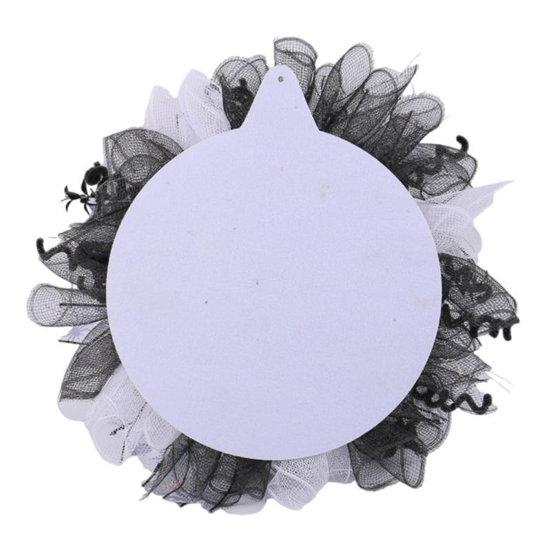 652F Halloween Plastic Wreath for Door House Decorative Wreath Door Decors Halloween Skull Couple Wreath Accessories