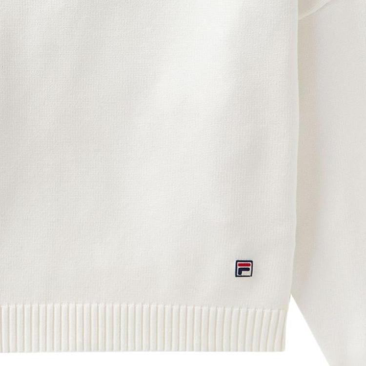 Fila X Hailey Collaboration SS25 Versatile Comfortable Fashion Tennis Solid Color Knit Top Women Tops White A71W523401FWT
