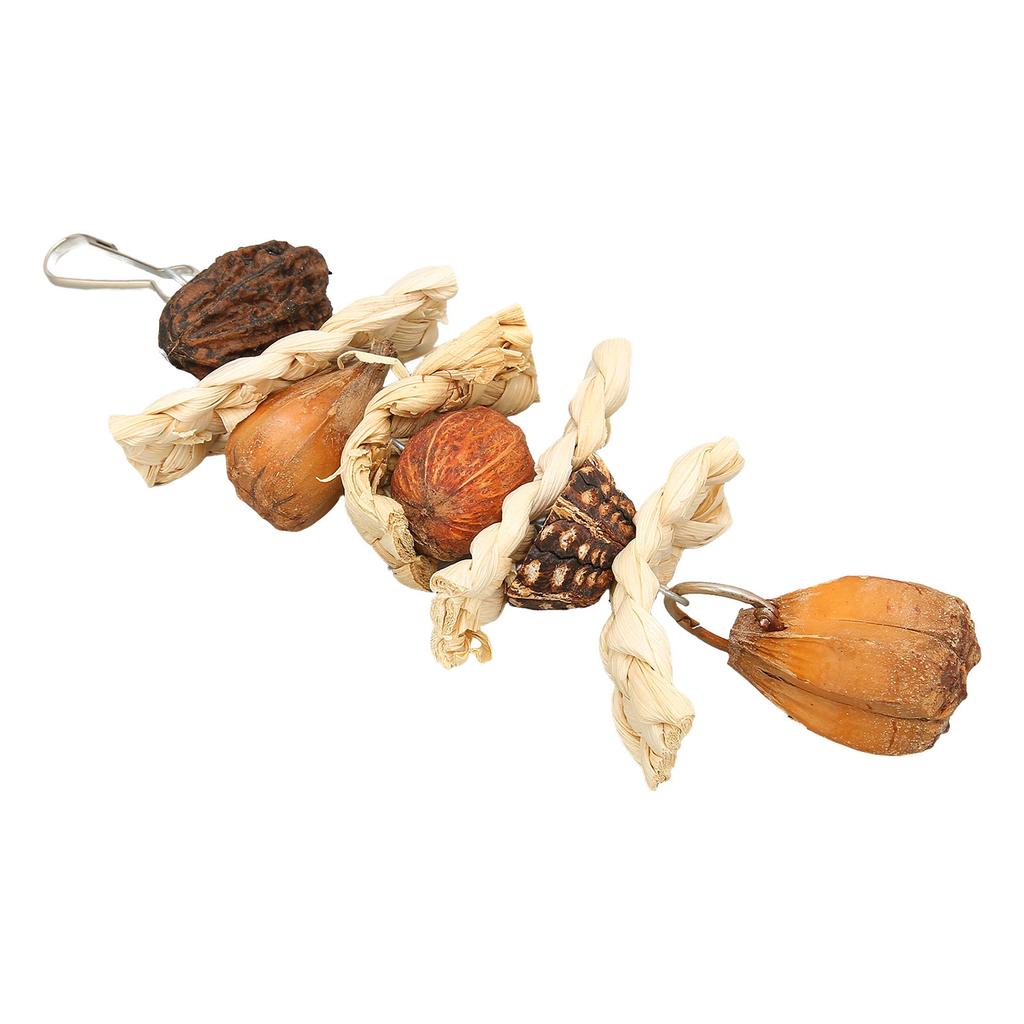 Hanging Parrot Chew Toy with Stainless Steel Hook Natural Corn Leaf Nut Bird Cage Gnawing Toy