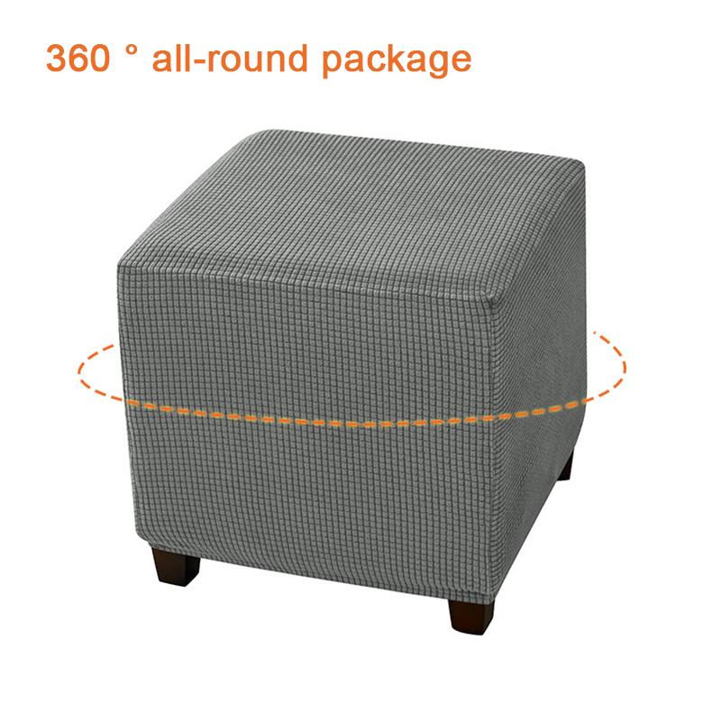 1 buc Husă elastică durabilă pentru otoman, moale, pătrată, cu elastic, rezistentă la șifonare, din catifea, ușor de instalat, lavabilă