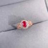 Open Ring 18k Rose Gold Plated Garnet Ring Simple Simulated Pigeon Blood Ruby Adjustable Jewelry