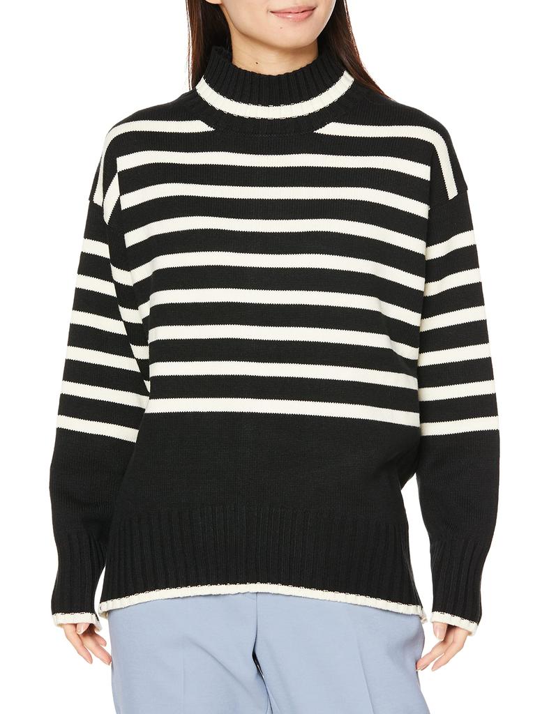 Border Solid Back Slit Knit BVM32210 Black Size S [BIS] & [Sustainable] Women's (02)
