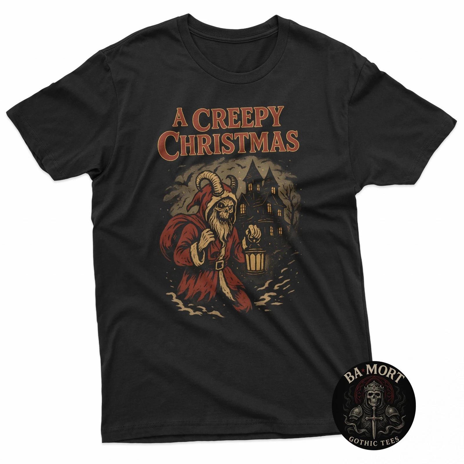 Creepy Christmas Horror Santa Holiday Art 100% Cotton T-shirt Mens Tees Top 2XL