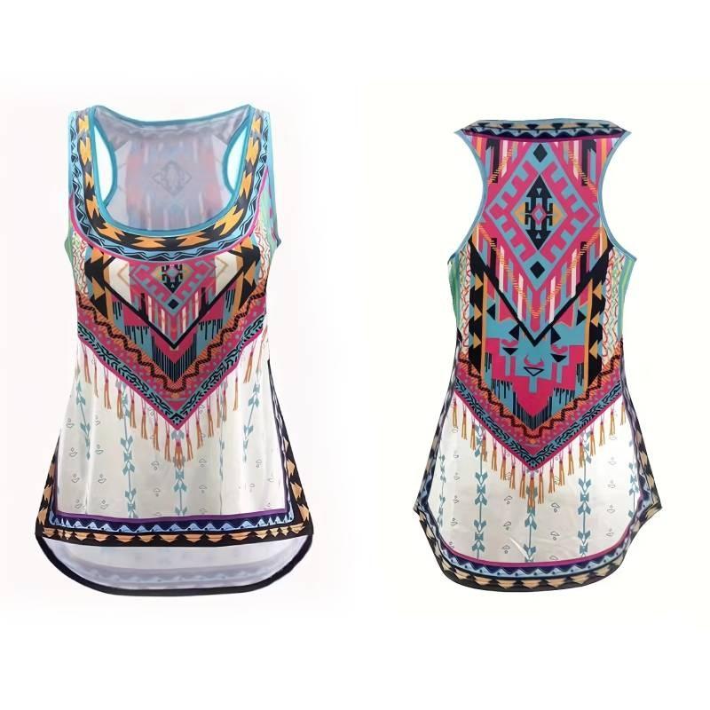 New Stylish European American Sleeveless Vintage Print Tank Top Plus Size