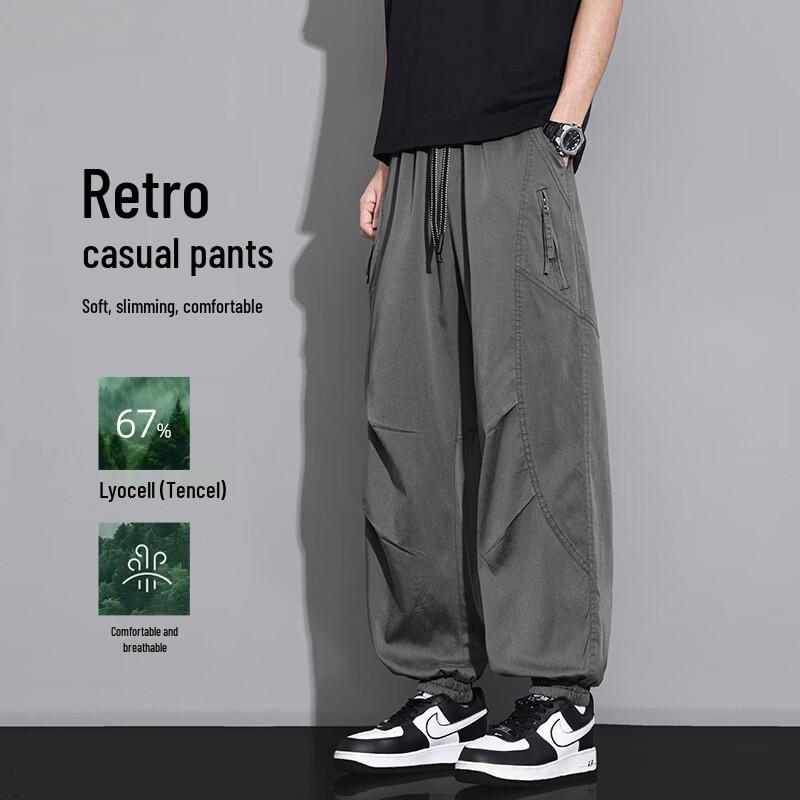 FARUISHI Men s Pleated Wide-Leg Casual Pants 6XL