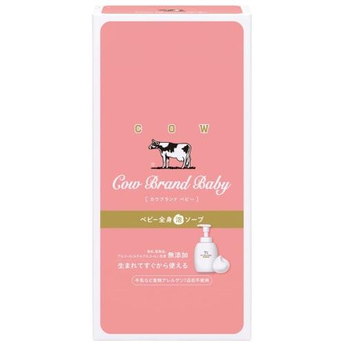 Cow Brand Baby Full Body Foam Soap with Pump, 400mL, 90% Food Ingredients, Doesn't Stain Eyes, Hypoallergenic