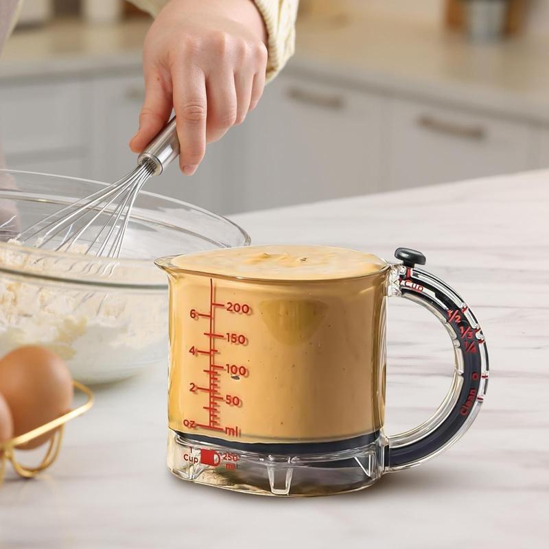 4-in-1 Adjustable Measuring Cup Multi-Functional Measuring Cup with Scraper-Style Seal Base Measurings Cube Cups for Cooking