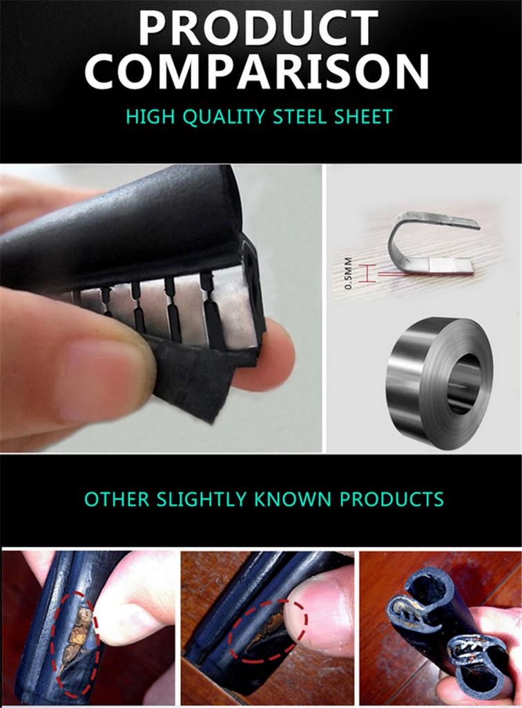 4m/13ft Rubber Built-in Stainless Car Door Edge Engine Hood Trunk Sealing Strip