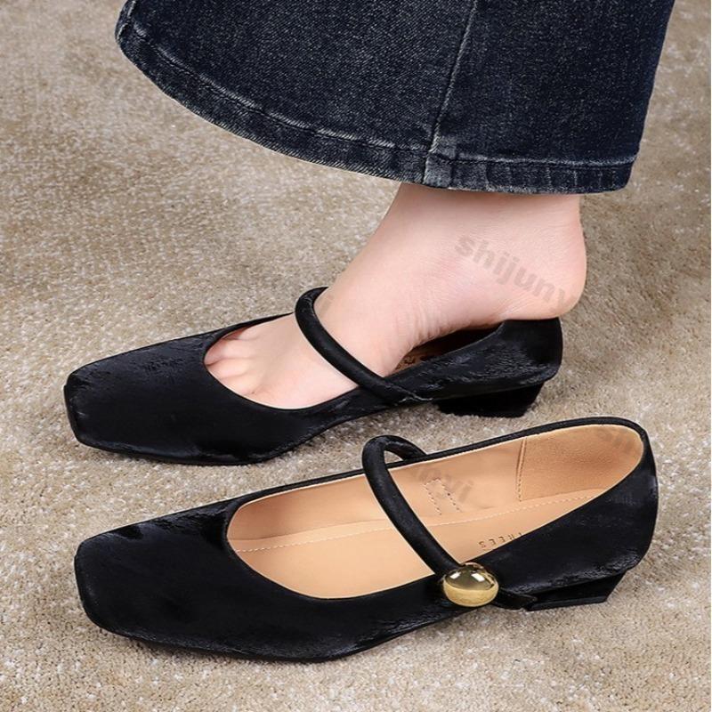 Woman Ballet Flats Fashion Square Toe Mary Jane Shoes 2026 Autumn Comfortable Anti Slip French Retro Elegance Casual Shoes