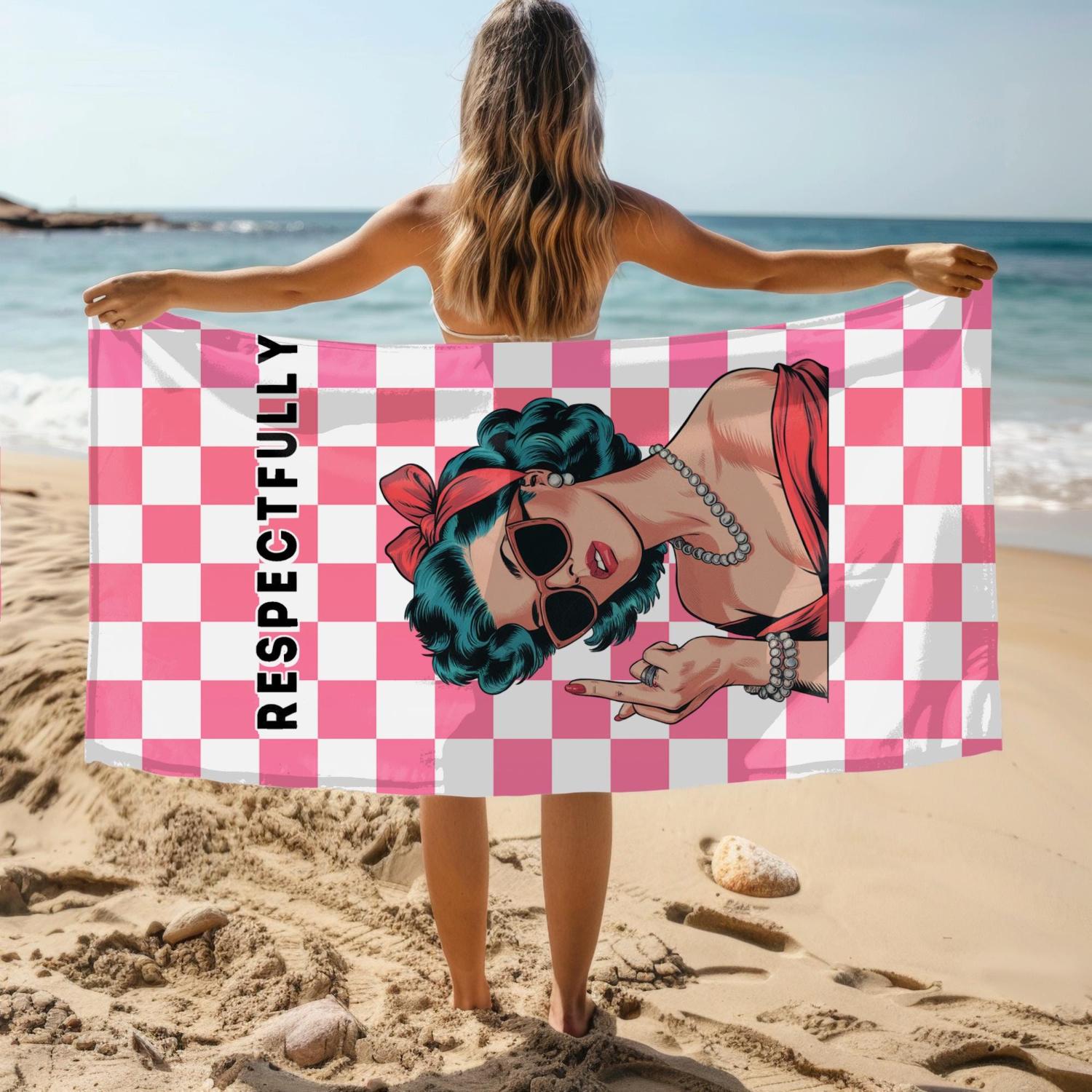 

Sarcastic Retro Beach Towel, Funny Beach Towels, Middle Finger, Pool Towels, Beach Accessories for Women, Vacation Gifts, Birthd W30*H60(CM)