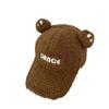 Cozy Plush Bear Ear Baseball Cap for Women - Warm, Embroidered Letter Design, Perfect for Outdoor Activities & Casual Wear